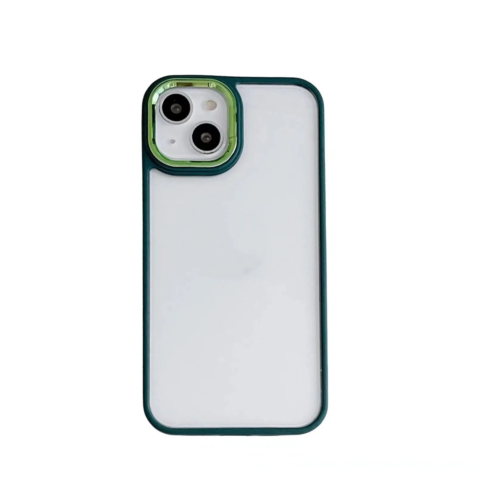 Electroplated transparent frosted PC protective phone case for iPhone with electroplated ring – black colour option