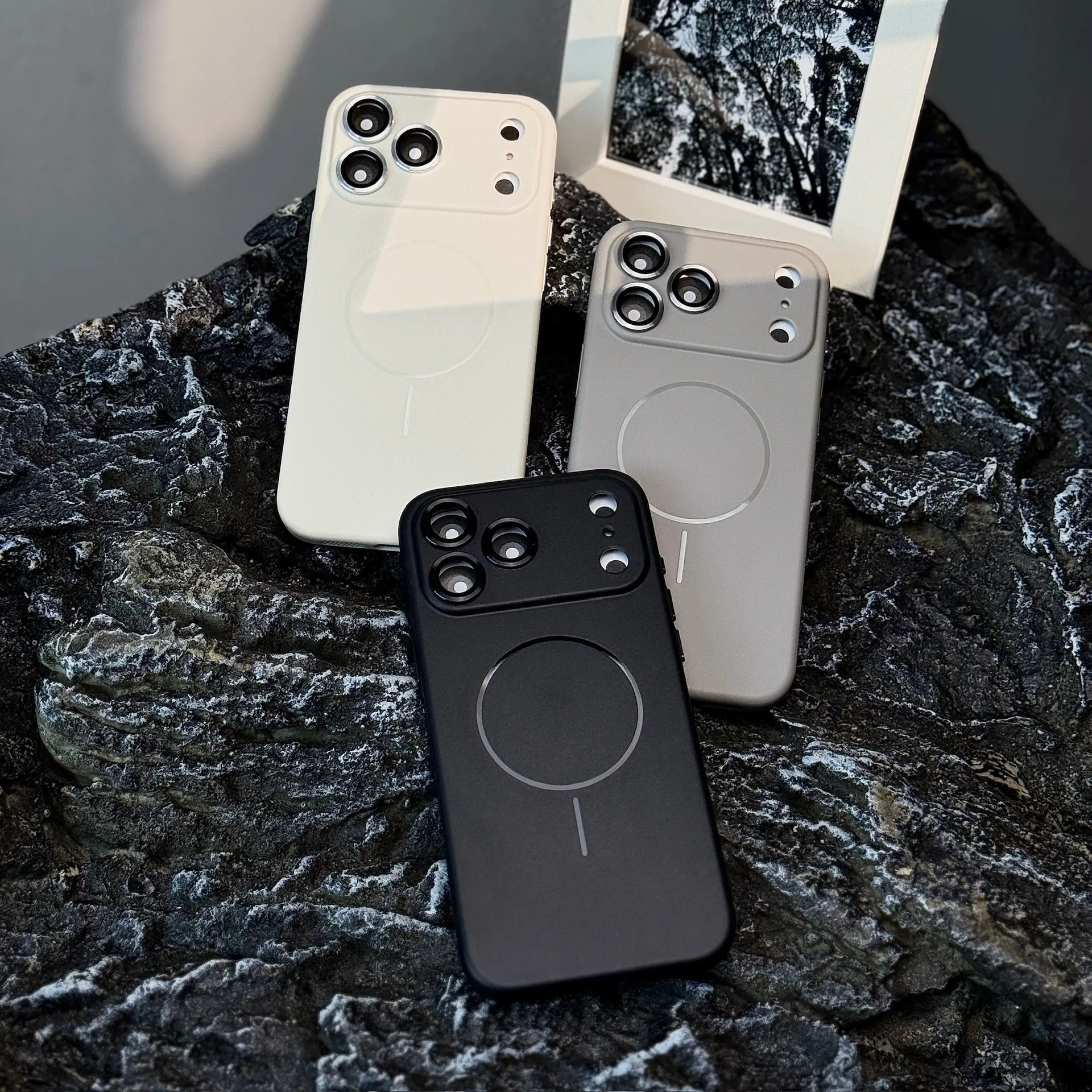 Frosted magnetic suction phone case with lens protector for iPhone 17 series
