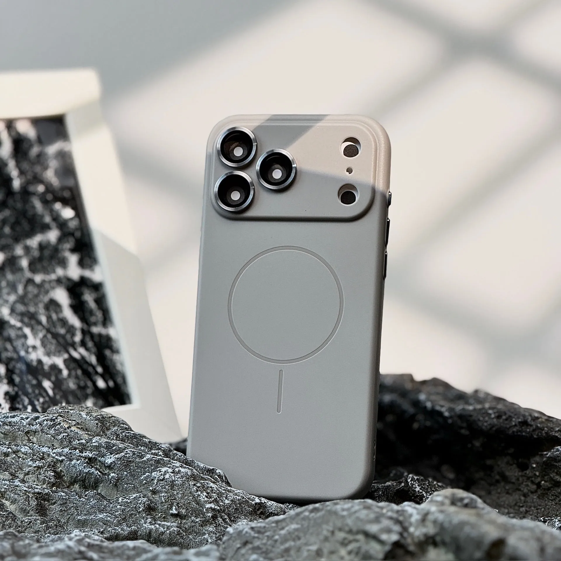 Frosted magnetic suction phone case with lens protector for iPhone 17 series