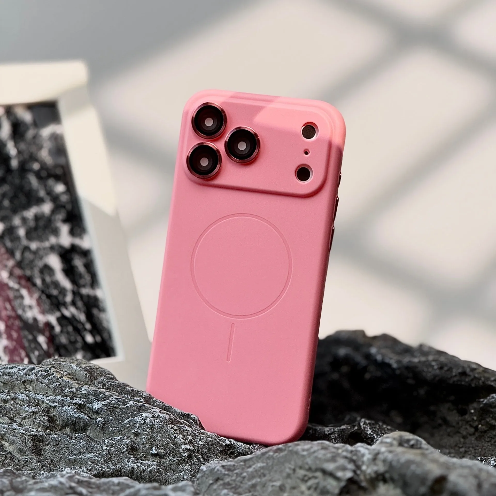 Frosted magnetic suction phone case with lens protector for iPhone 17 series