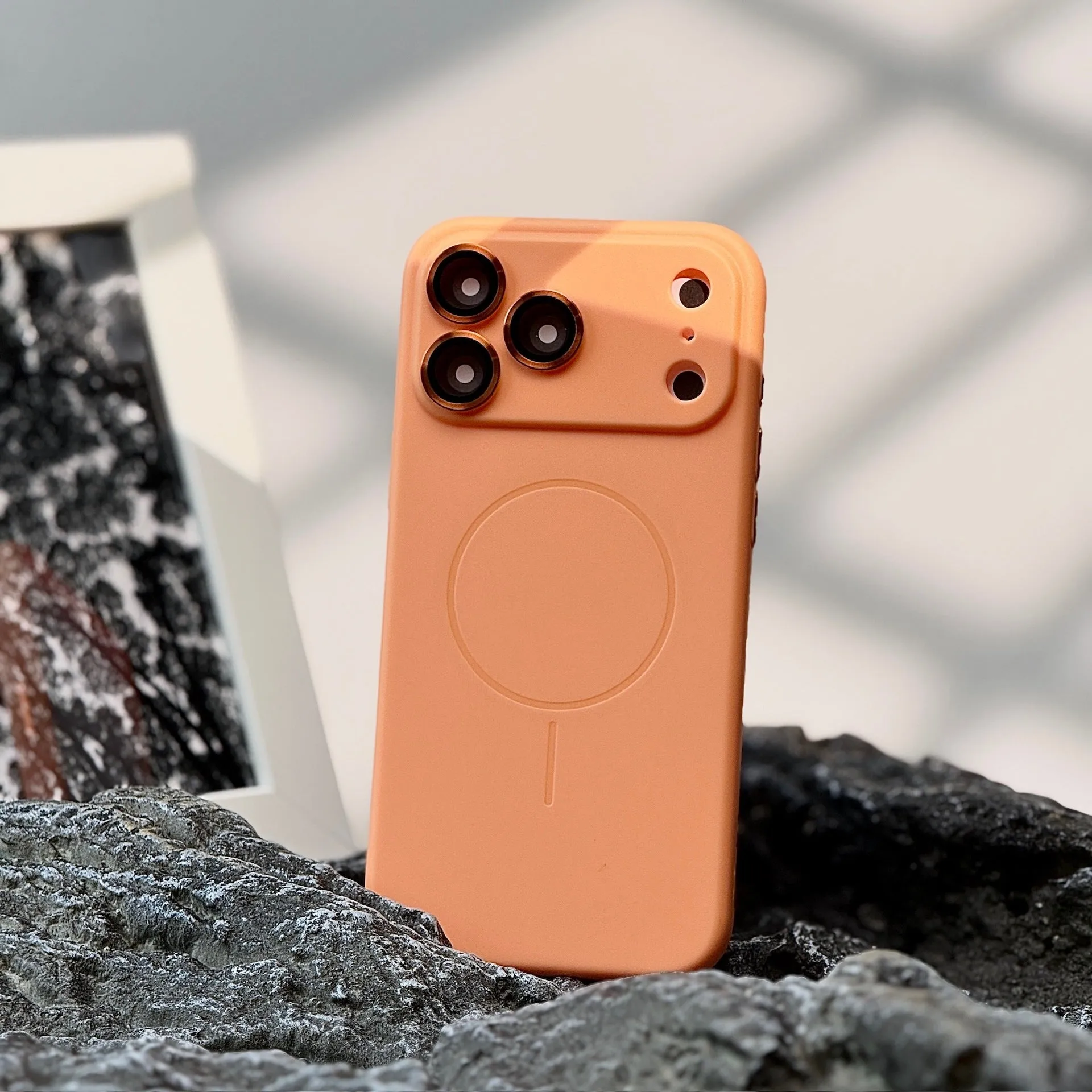 Frosted magnetic suction phone case with lens protector for iPhone 17 series