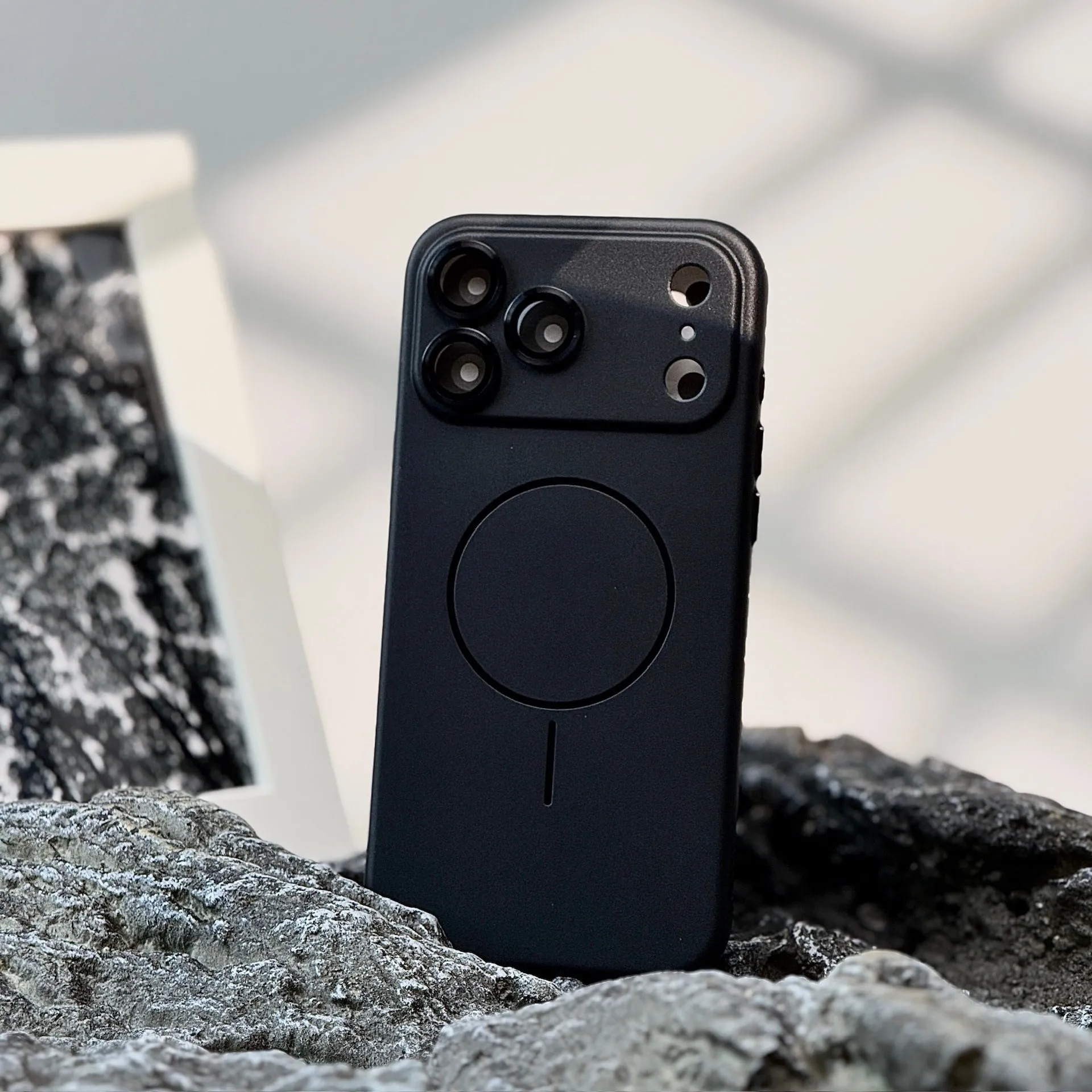 Frosted magnetic suction phone case with lens protector for iPhone 17 series