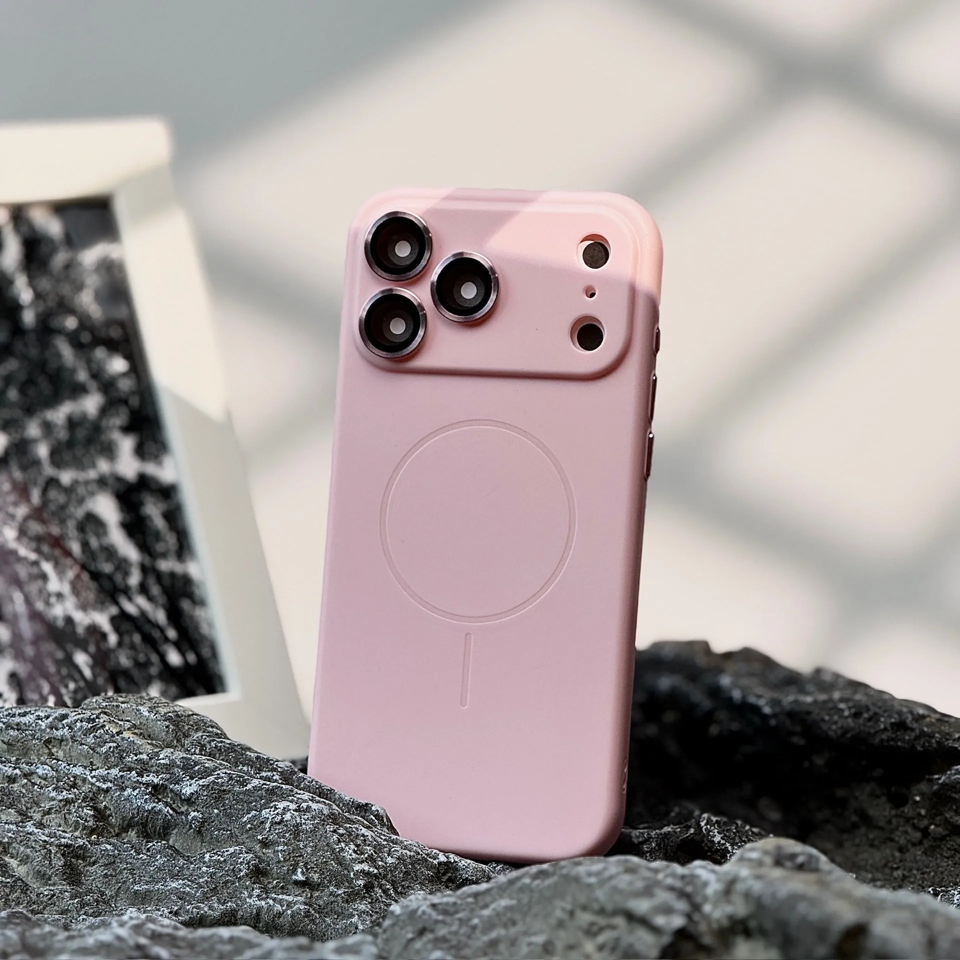 Frosted magnetic suction phone case with lens protector for iPhone 17 series