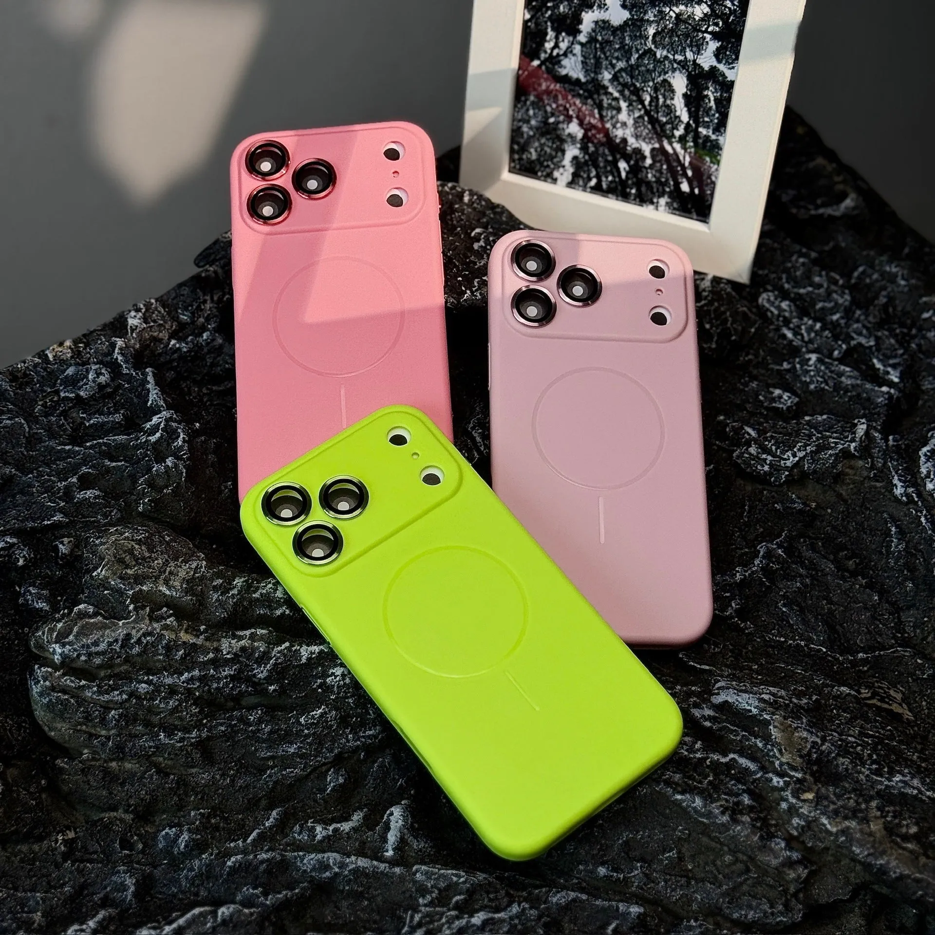 Frosted magnetic suction phone case with lens protector for iPhone 17 series