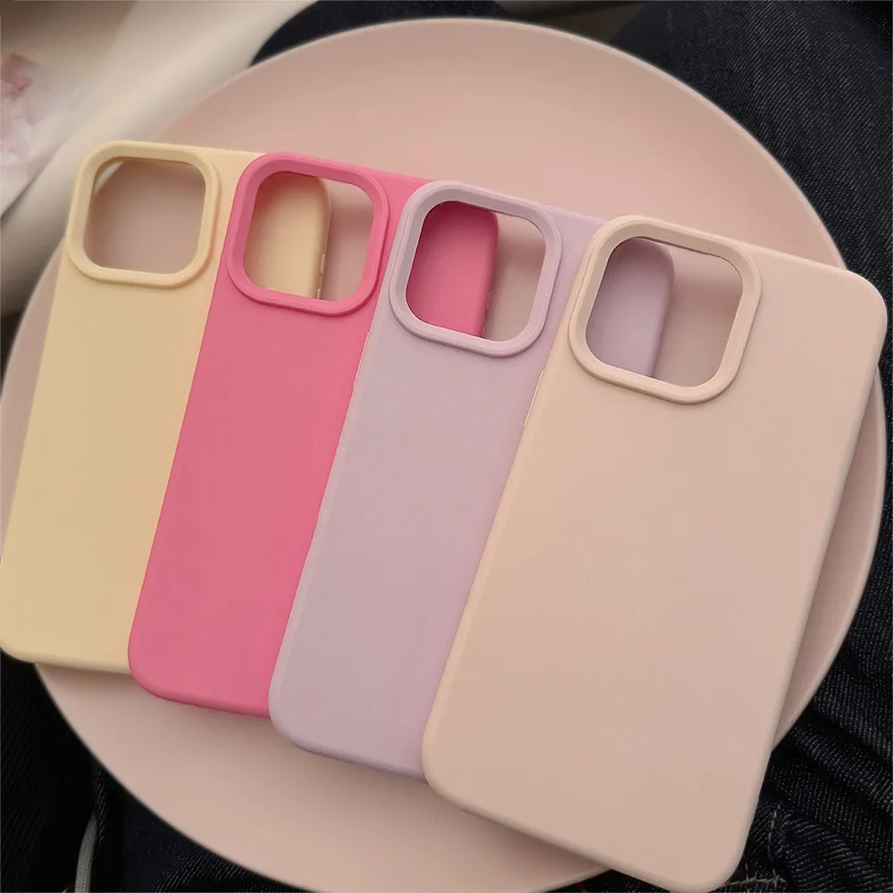 Pure Color Simple Advanced Silicone Phone Case for iPhone in bean purple, soft shell style