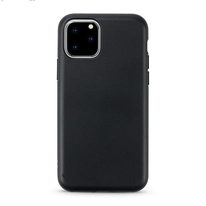 Thick frosted wheat straw granule phone case for iPhone 13 Pro Max in black with TPU frame