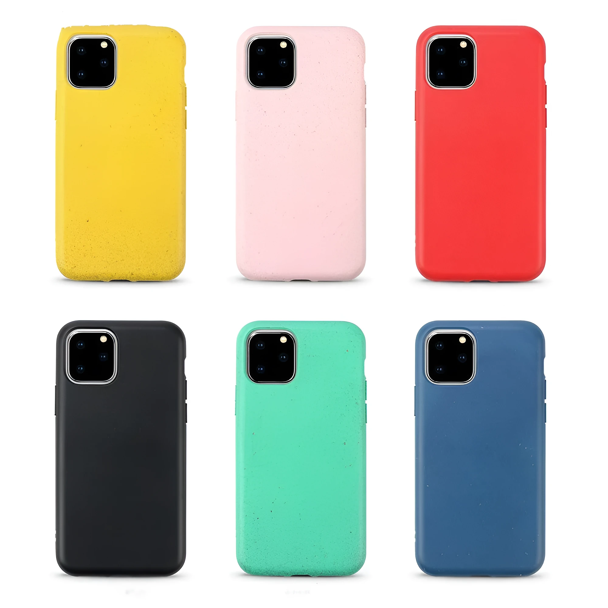 Thick frosted wheat straw granule phone case for iPhone 13 Pro Max in black with TPU frame