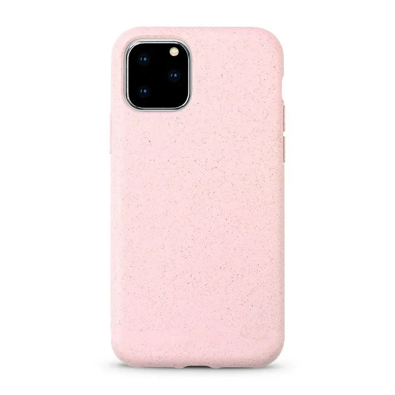 Thick frosted wheat straw granule phone case for iPhone 13 Pro Max in black with TPU frame