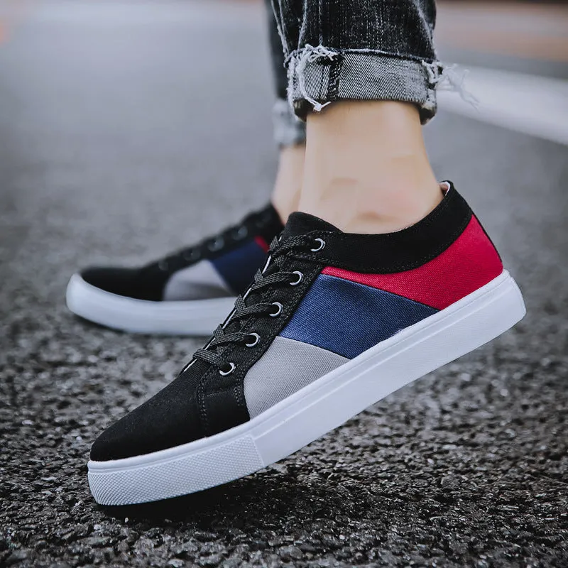 Men's high-top canvas sneakers in black with white sole and back-tie laces, size 46-47