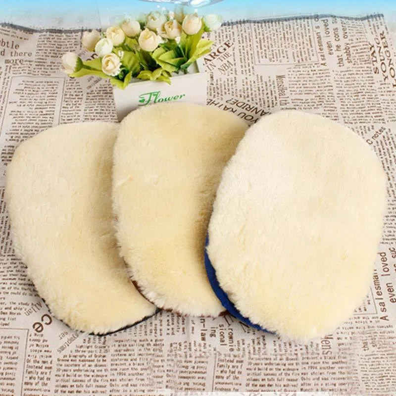 Pair of soft artificial wool car wash cleaning gloves in black, blue and brown, 15cm wide 24cm long