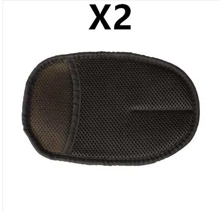 Pair of soft artificial wool car wash cleaning gloves in black, blue and brown, 15cm wide 24cm long