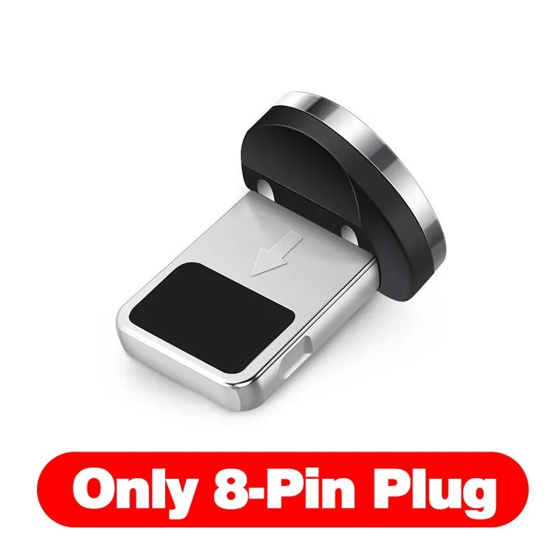 Black L-shape magnetic charging cable with aluminium housing and Micro USB, Type-C, and Lightning magnetic tips.