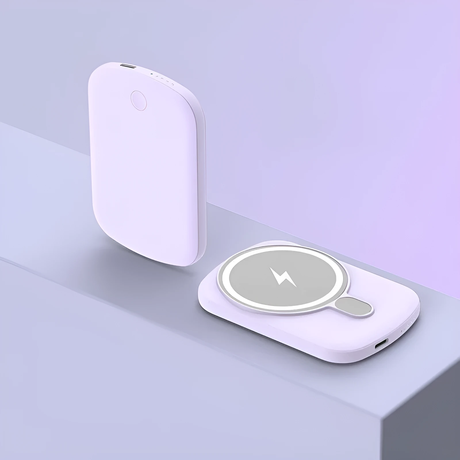 MagSafe magnetic wireless power bank in Barbie Pink, Gentleman's Black, Ivory White, and Lightning Purple colour options.