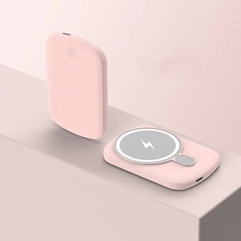 MagSafe magnetic wireless power bank in Barbie Pink, Gentleman's Black, Ivory White, and Lightning Purple colour options.