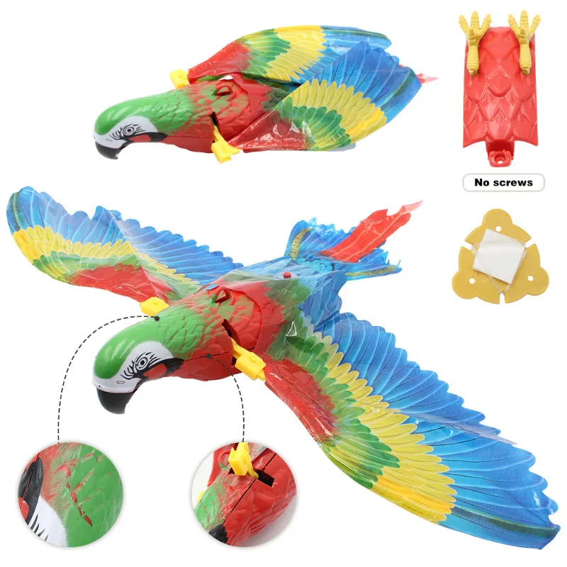 Simulation bird cat toy hanging eagle rotating from ceiling for pet play