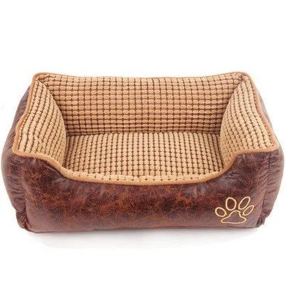 Suede kennel dog bed in Style 1 with free bone toy, blanket, and summer mat for indoor pet use