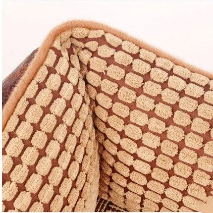 Suede kennel dog bed in Style 1 with free bone toy, blanket, and summer mat for indoor pet use