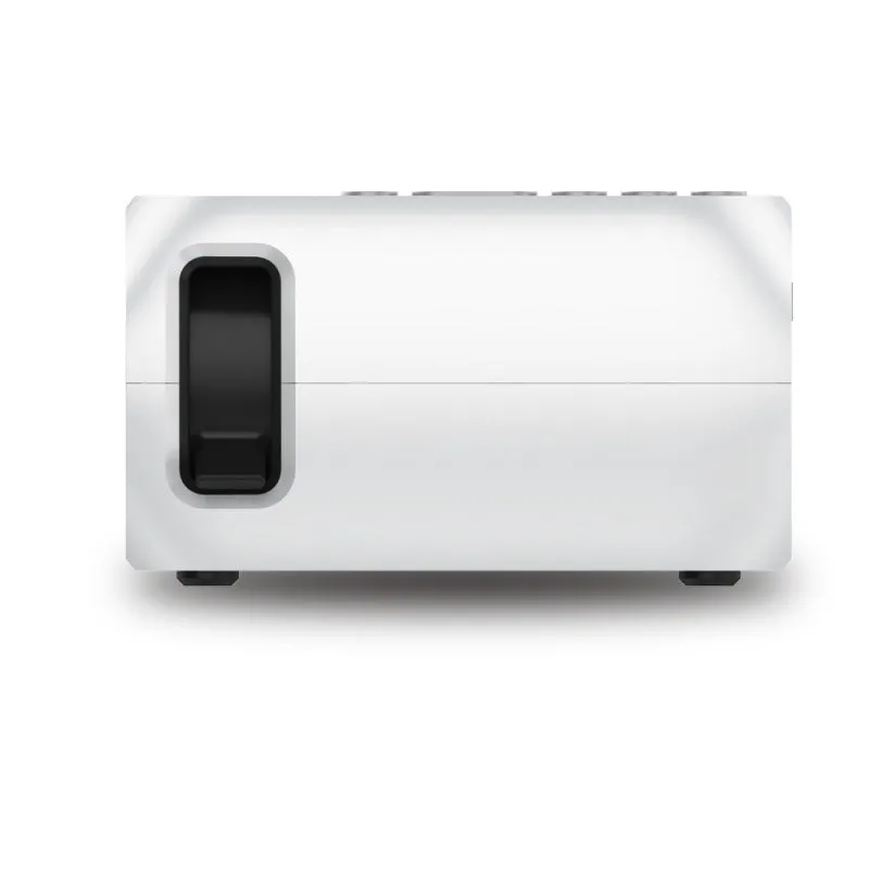 Mini portable projector in black with LED lens and 20-80 inch projection capability