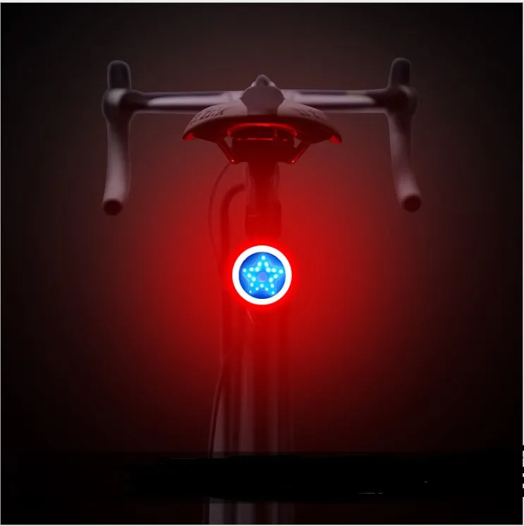 USB rechargeable bicycle taillight COB LED 10 lumens with Velcro mount PC plastic shell compact 59.5x28.5x20mm
