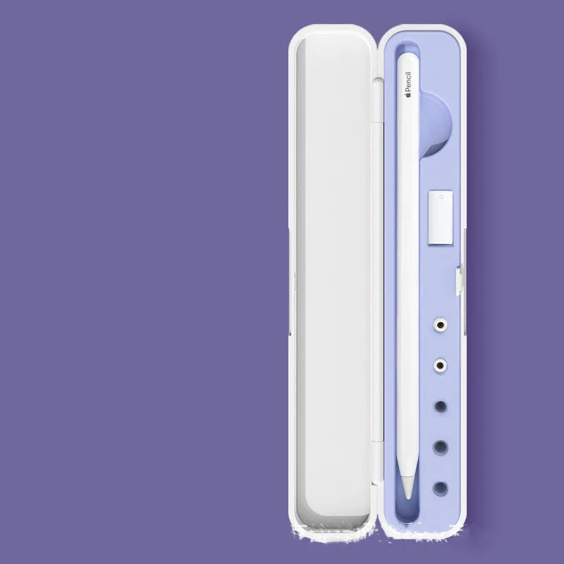 Hard protective storage case for Apple Pencil 1st and 2nd Generation in purple, green, black, and blue colours.