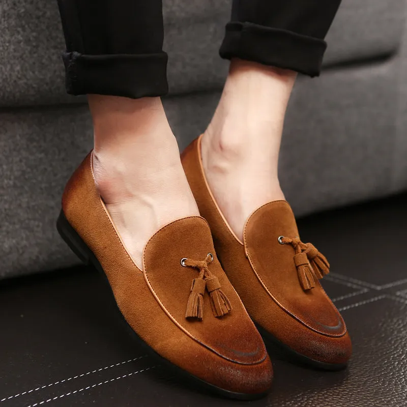 Men's leather mid-top pea shoes with profiled heel in black, sheepskin lining