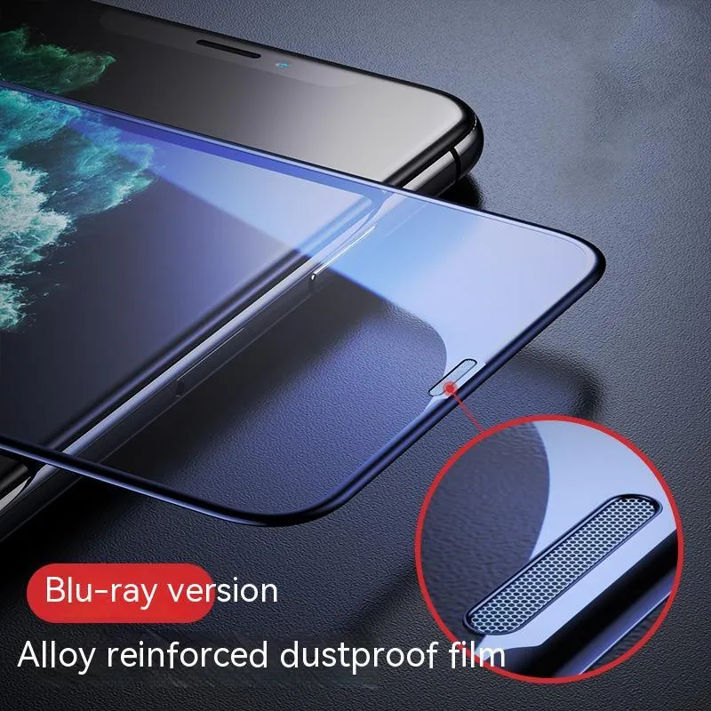 Full-cover tempered glass privacy screen protector for iPhone with dustproof net edge