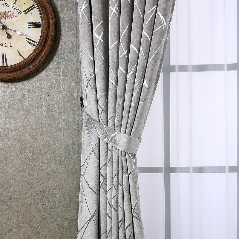 Solid colour chenille blackout curtain panel in grey, 1m x 2.7m, with jacquard texture for modern interior