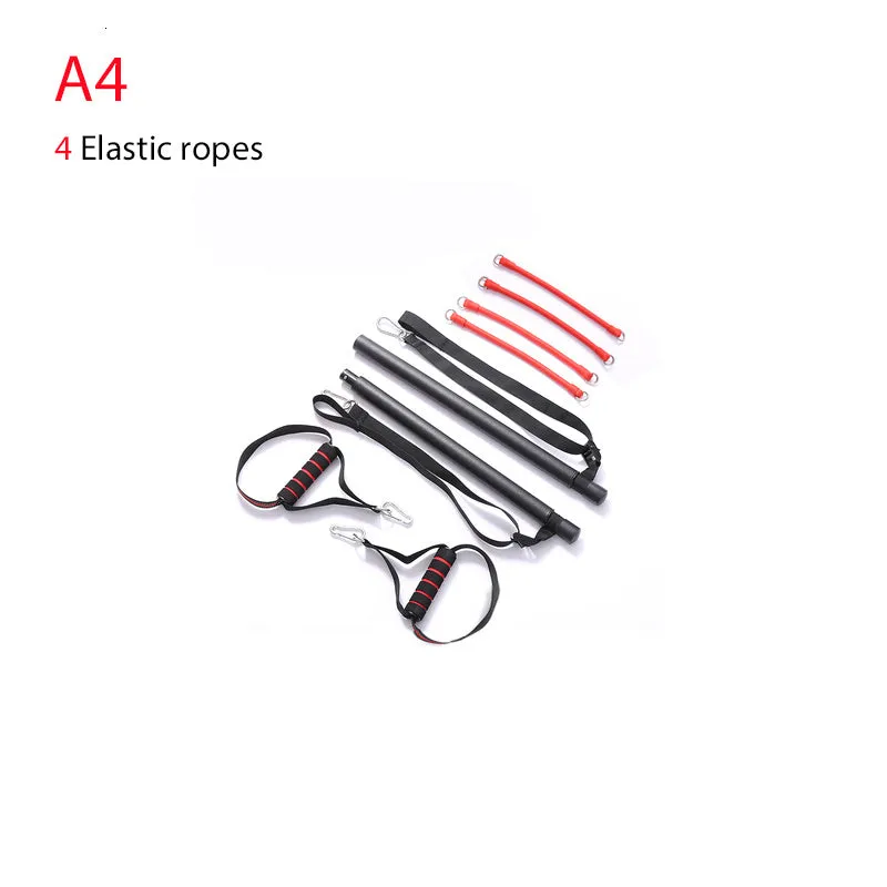 Body workout trainer bar with resistance bands, 100cm pole, rubber buckles, A4 colour style for strength training