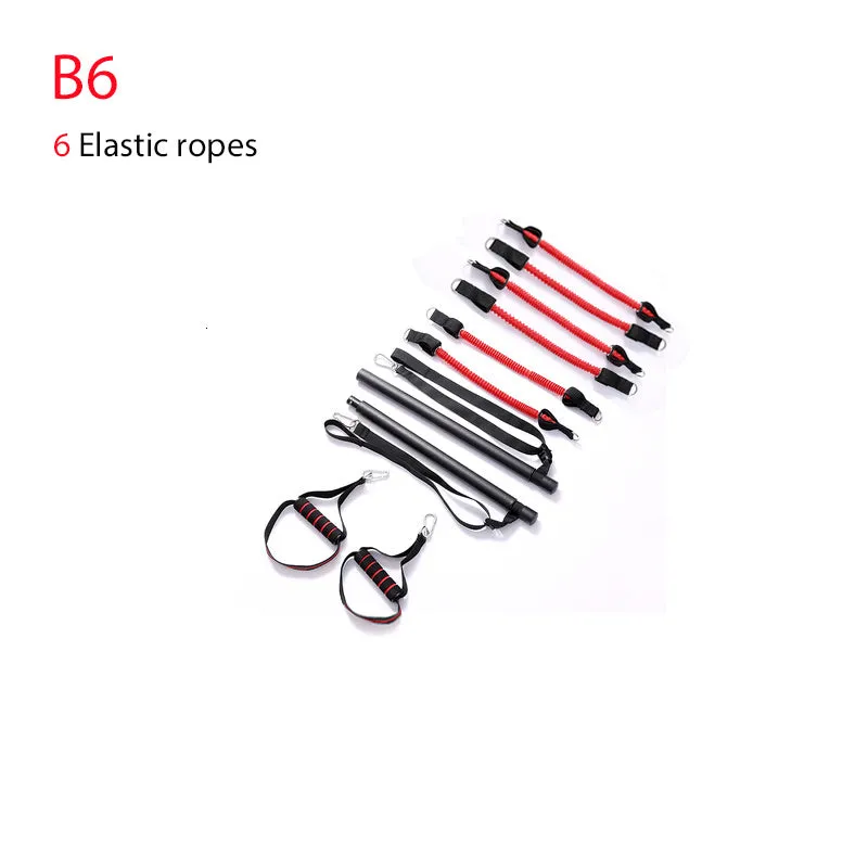 Body workout trainer bar with resistance bands, 100cm pole, rubber buckles, A4 colour style for strength training