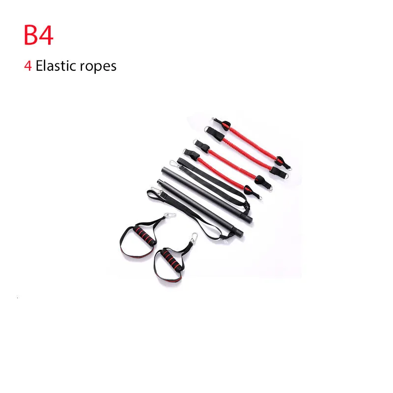 Body workout trainer bar with resistance bands, 100cm pole, rubber buckles, A4 colour style for strength training