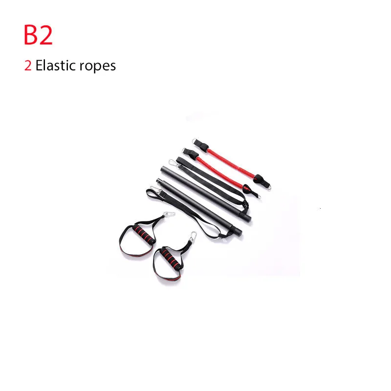 Body workout trainer bar with resistance bands, 100cm pole, rubber buckles, A4 colour style for strength training