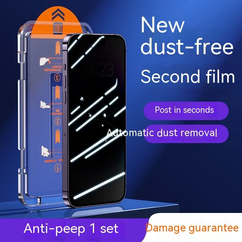 Dust-free warehouse tempered glass screen protector for iPhone with HD clarity and privacy peep-proof option