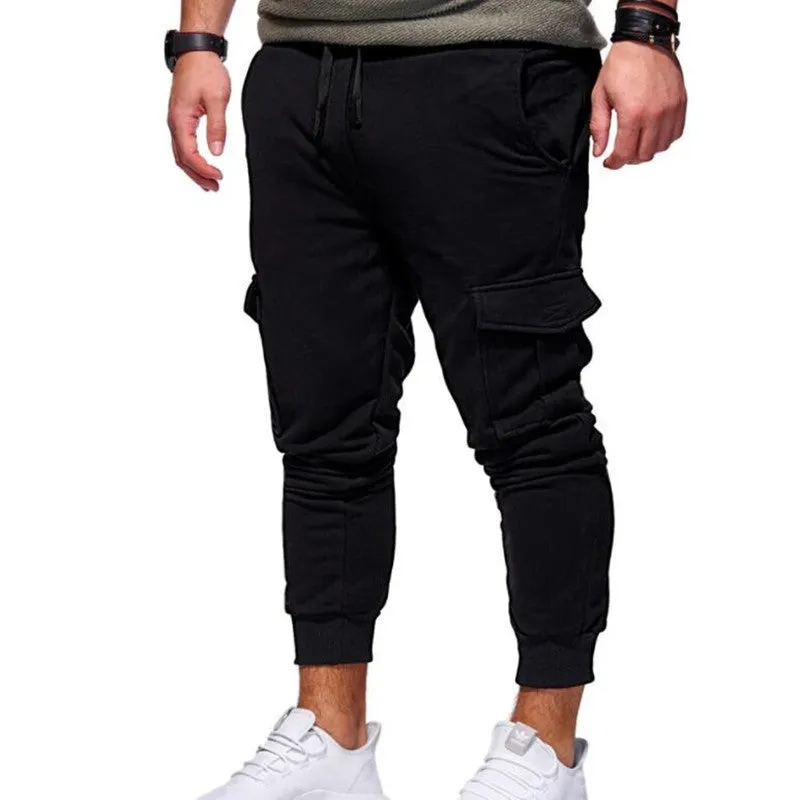 Men sport jogger pants in stretch fabric with Lycra, 95.5% polyester, available in multiple colours