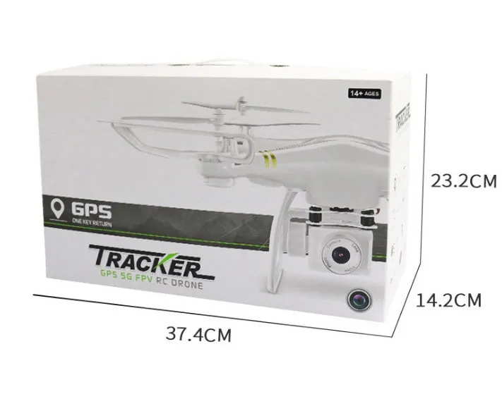 Black 5G GPS quadcopter drone with HD camera and fence guards on a flat surface