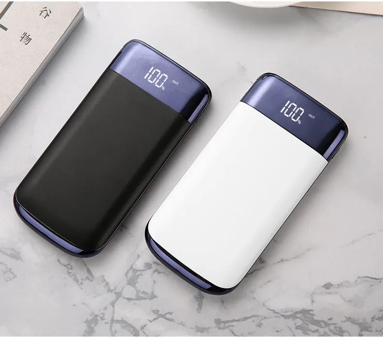 Portable display power bank with full screen and large capacity 10000mAh in white plastic shell