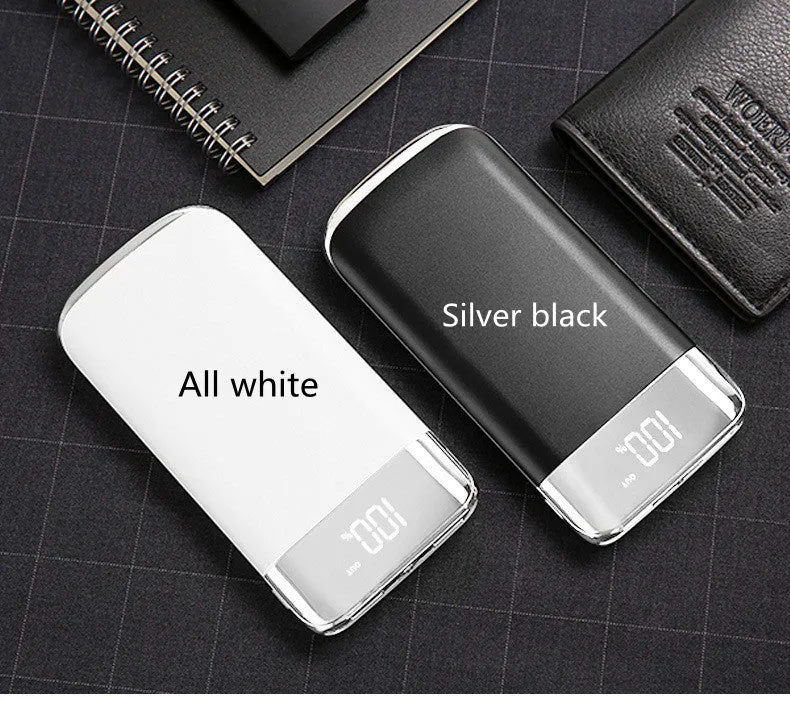 Portable display power bank with full screen and large capacity 10000mAh in white plastic shell