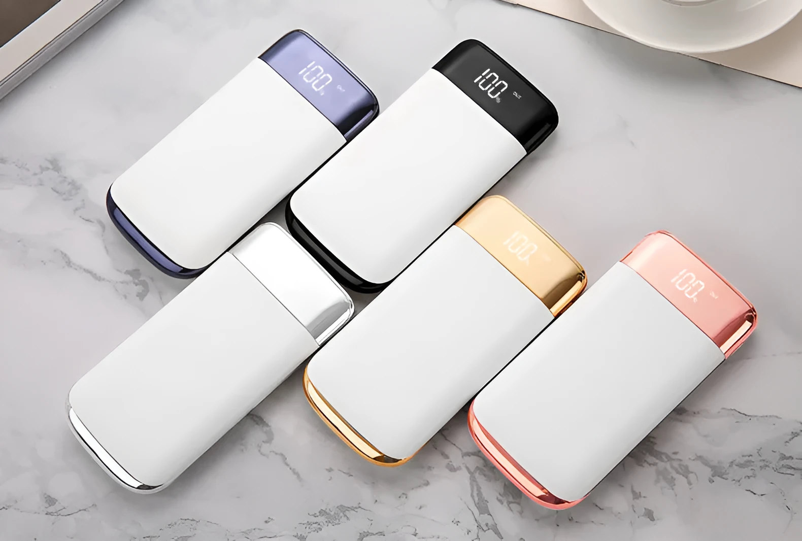 Portable display power bank with full screen and large capacity 10000mAh in white plastic shell