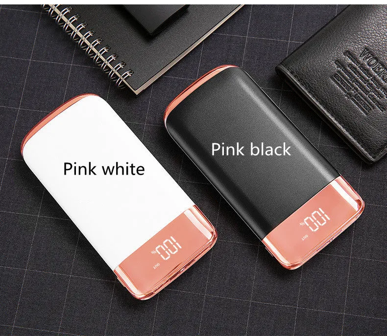 Portable display power bank with full screen and large capacity 10000mAh in white plastic shell