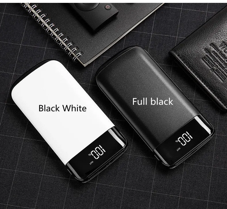 Portable display power bank with full screen and large capacity 10000mAh in white plastic shell