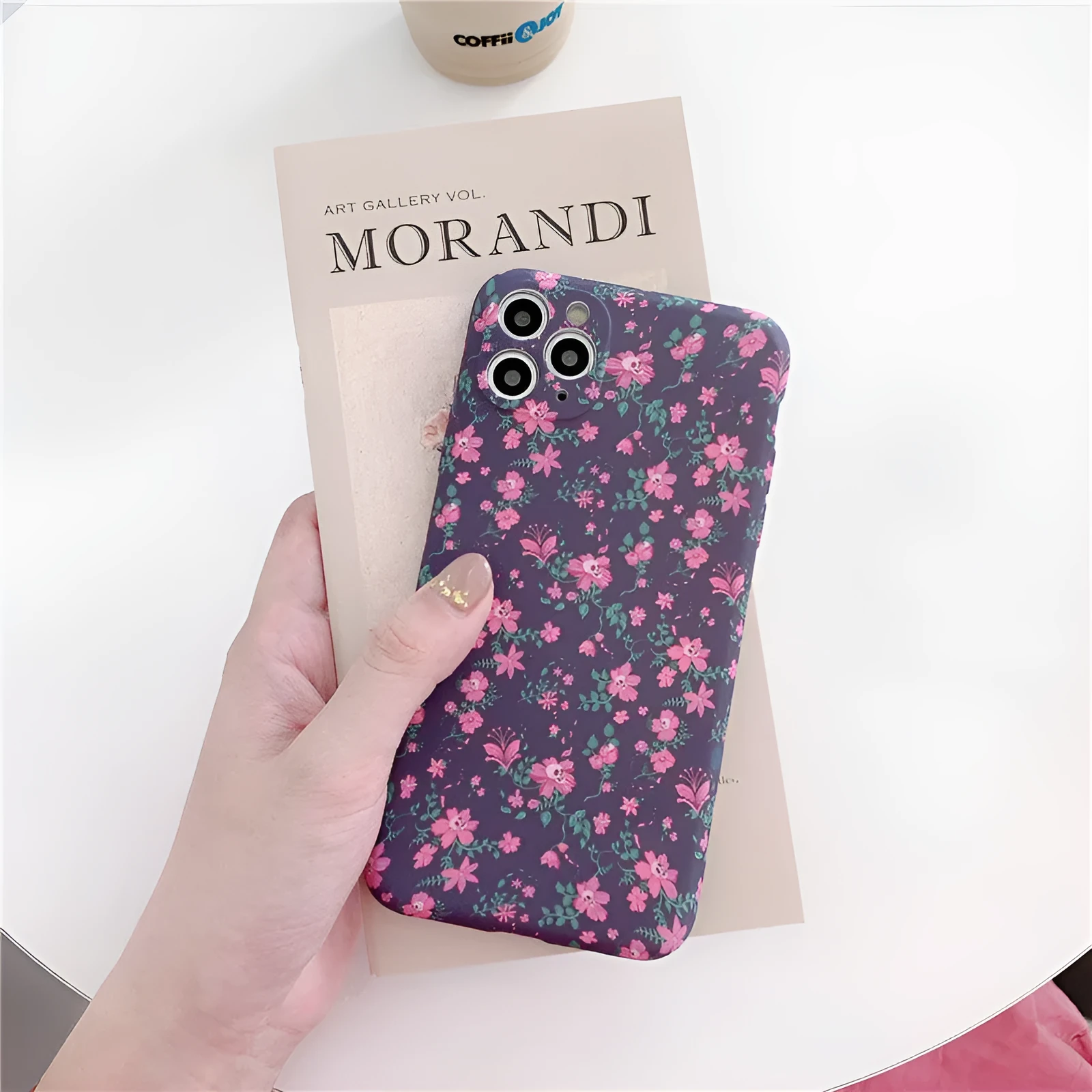 TPU floral phone case with broken flower print in navy blue for Apple iPhone XS