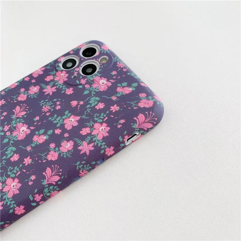 TPU floral phone case with broken flower print in navy blue for Apple iPhone XS