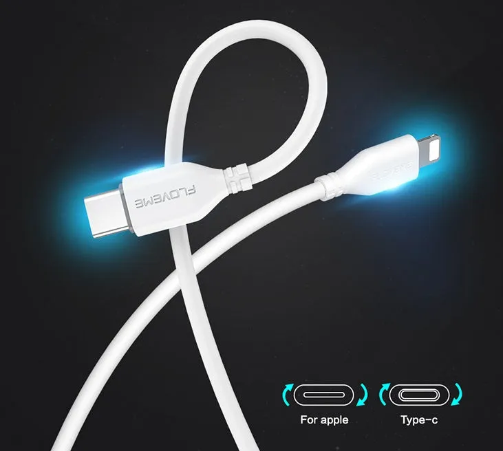 White USB-C to Lightning charging cable with MFi certification for Apple devices