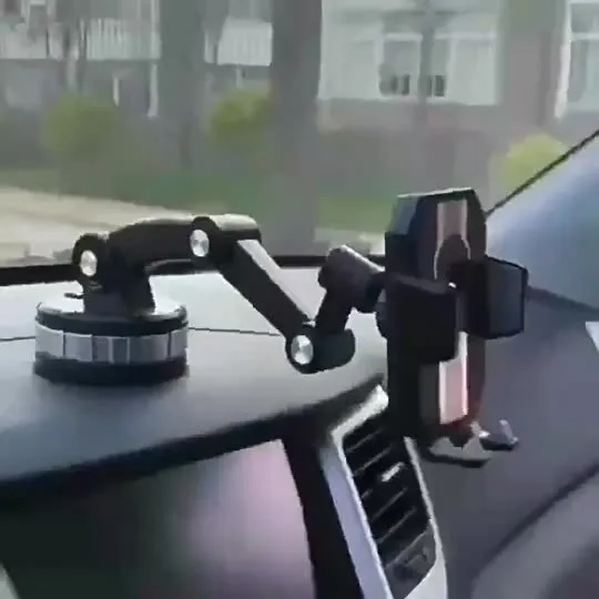 Grey suction cup rotary car phone holder with non-slip silicone pad for General Motors, 30x11.5cm