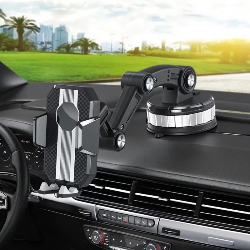 Grey suction cup rotary car phone holder with non-slip silicone pad for General Motors, 30x11.5cm