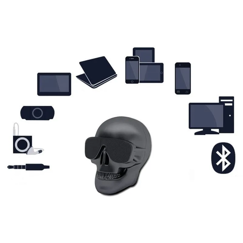 Limited edition skull-shaped wireless Bluetooth speaker in multiple colour options