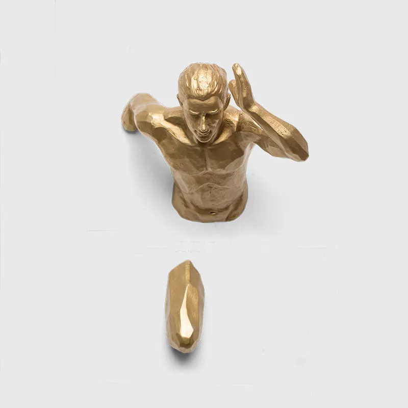 Resin character wall hanging decoration in modern simple style, available in multiple colour options like copper gold silver.