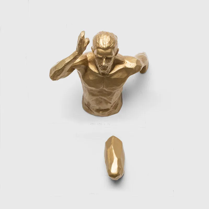 Resin character wall hanging decoration in modern simple style, available in multiple colour options like copper gold silver.