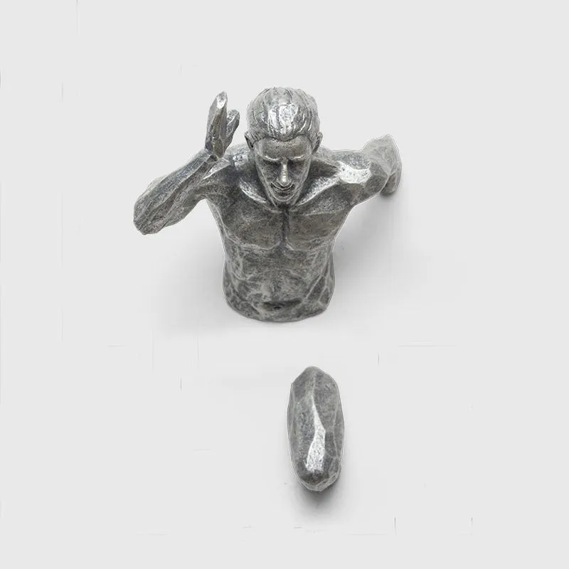 Resin character wall hanging decoration in modern simple style, available in multiple colour options like copper gold silver.