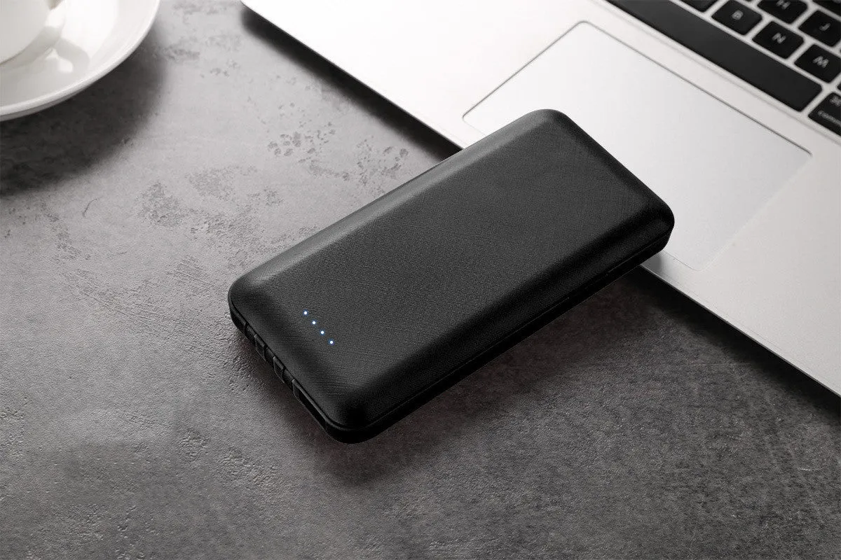 10000mAh plastic polymer lithium ion battery power bank with three wires in black