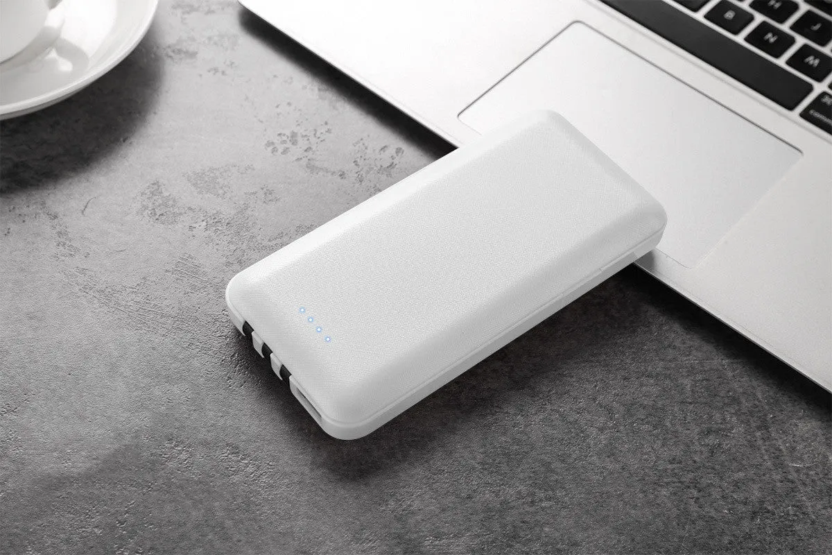 10000mAh plastic polymer lithium ion battery power bank with three wires in black